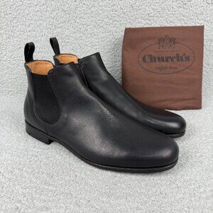 Churchs Boots Mens 7.5 / UK 6.5 Shoes Black Danzey Chelsea Leather Unisex 7